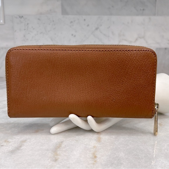 MICHAEL KORS Brown Leather Gold Grommet Large Zippered Wallet - Picture 5 of 16